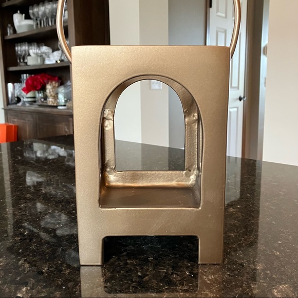 New Pottery Barn Danika Handcrafted Brass Lantern, Muted Gold Candle Holder, NWT - Picture 8 of 16